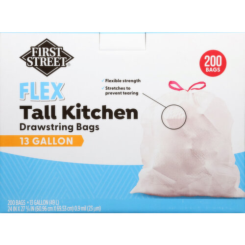 First Street Flex Kitchen 13 Gallon Tall Drawstring Bags