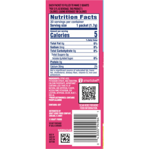 Crystal Light Pitcher Packets Zero Sugar Raspberry Lemonade Drink Mix