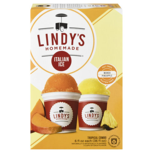 Lindy's Homemade Italian Ice, Mango/Pineapple, Tropical Combo