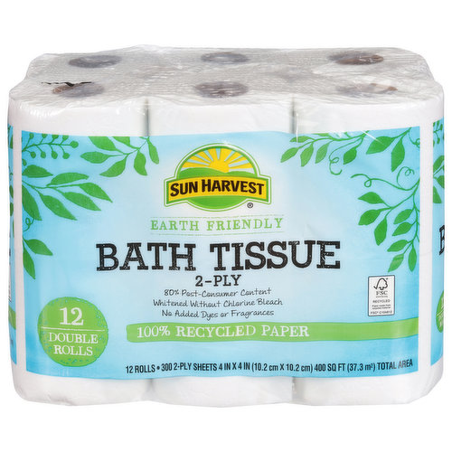 Sun Harvest Bath Tissue, Double Rolls, 2-Ply