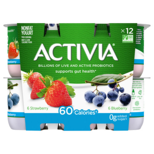 Activia Yogurt, Nonfat, Strawberry/Blueberry