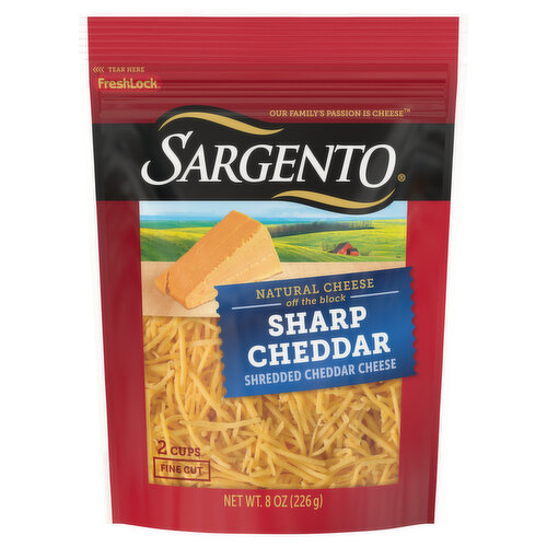 Sargento Cheese, Natural, Sharp Cheddar, Fine Cut