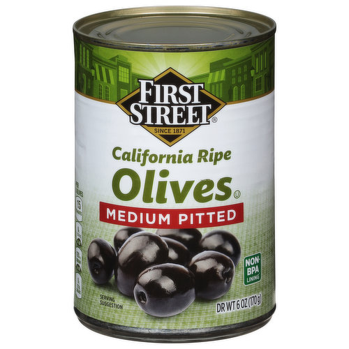 First Street Olives, California Ripe, Medium Pitted