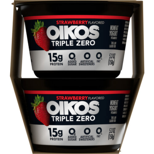 Oikos Triple Zero Nonfat Blended Greek Strawberry Flavored Yogurt