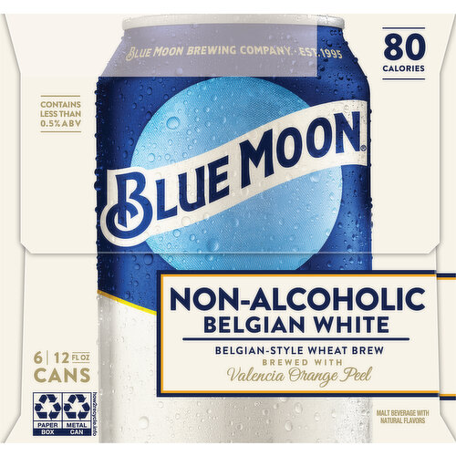Blue Moon Beer, Non-Alcoholic, Belgium White