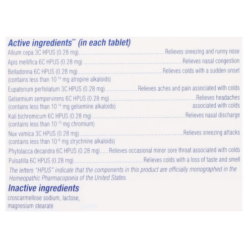 Boiron Cold Relief, Homeopathic, Unflavored, Meltaway Tablets