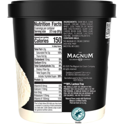 Breyers Lactose Free Light Vanilla Ice Cream