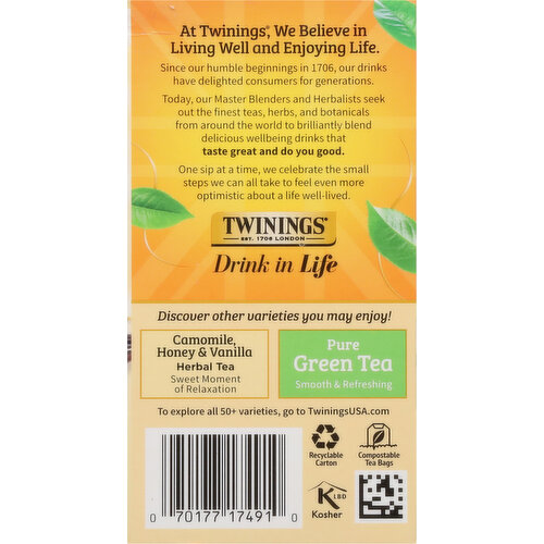 Twinings Herbal Tea, Caffeine-Free, Peppermint & Creamy Vanilla, Tea Bags