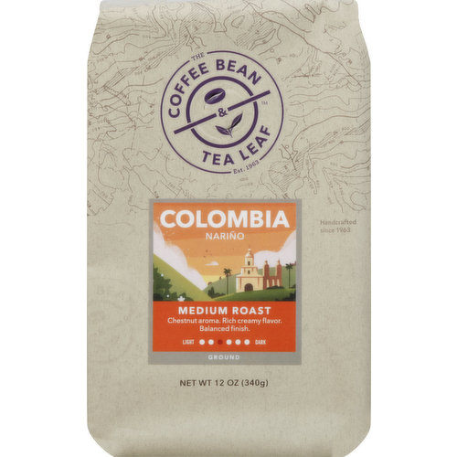 Coffee Bean & Tea Leaf Coffee, Ground, Medium Roast, Colombia Narino