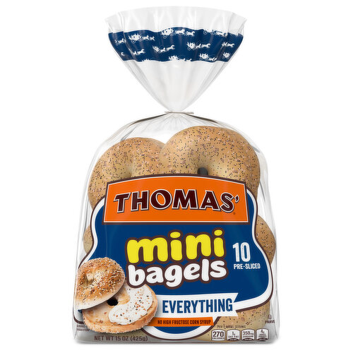 Thomas' Everything Pre-sliced Mini Bagels, 10 count, 15 oz