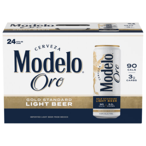 24 Pack Modelo cans Beer, Light, Gold Standard