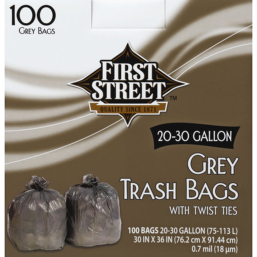 First Street Trash Bags, Twist Ties, 20-30 Gallon