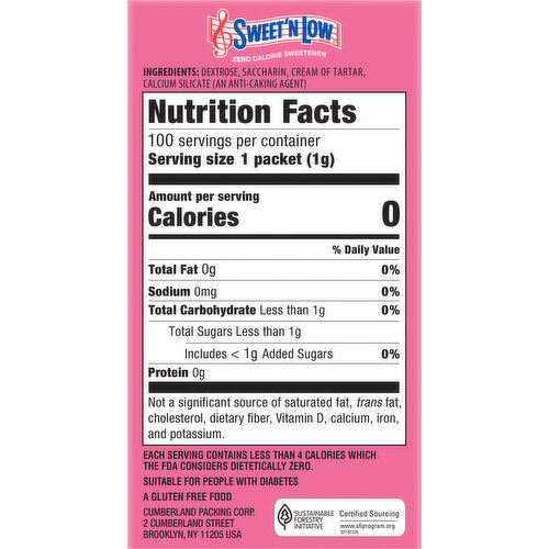 Sweet 'N Low Zero Calorie Sweetener