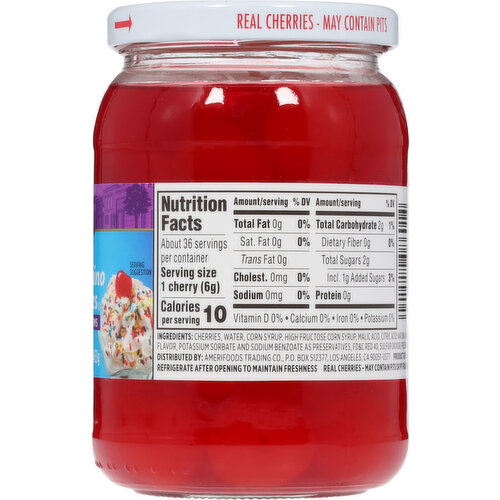 First Street Cherries, without Stems, Maraschino