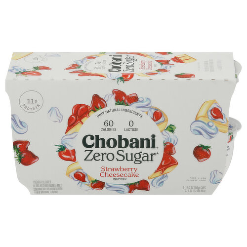 Chobani Yogurt, Zero Sugar, Strawberry Cheesecake Inspired