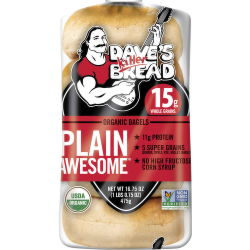 Daves Killer Bread Plain Awesome Bagels 16.75 oz
