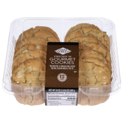 First Street Gourmet Cookies, White Chocolate Macadamia Nut, Premium