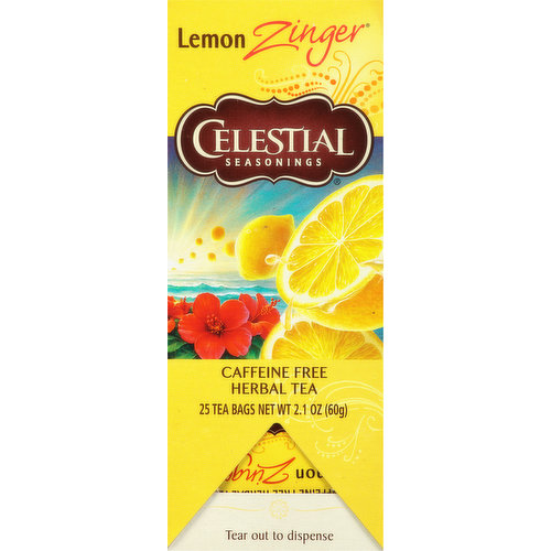 Celestial Seasonings Herbal Tea, Lemon Zinger, Caffeine Free, Tea Bags