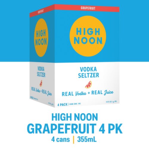 High Noon Grapefruit Vodka Hard Seltzer 355ml Can 4pk