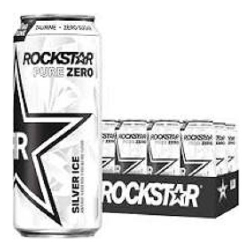 Rockstar Pure Zero Silver Ice Energy Drink, 16 oz Cans