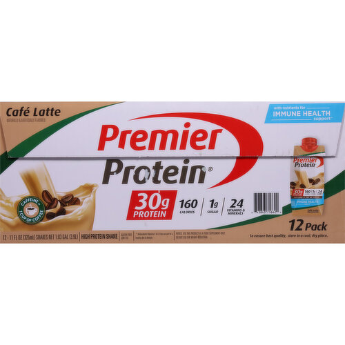 Premier Protein High Protein Shake, Cafe Latte, 12 Pack