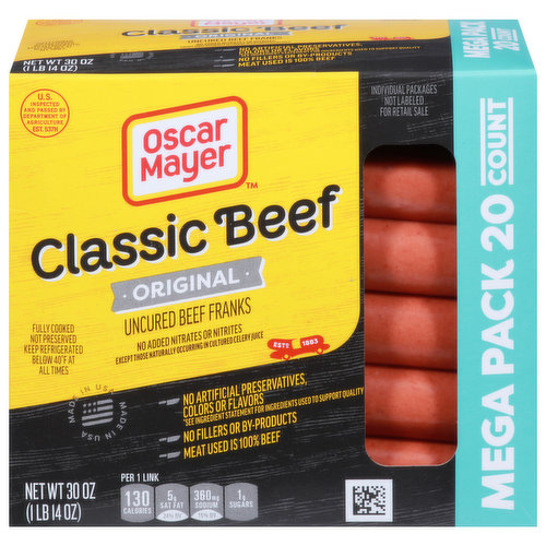 Oscar Mayer Beef Franks, Classic, Original, Uncured, Mega Pack