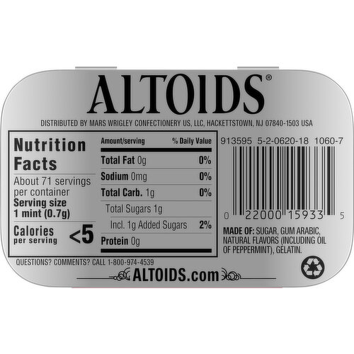 Altoids Peppermint Curiously Strong Mints