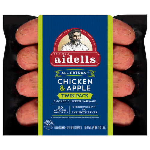 Aidells Smoked Chicken Sausage, Chicken & Apple, Twin Pack