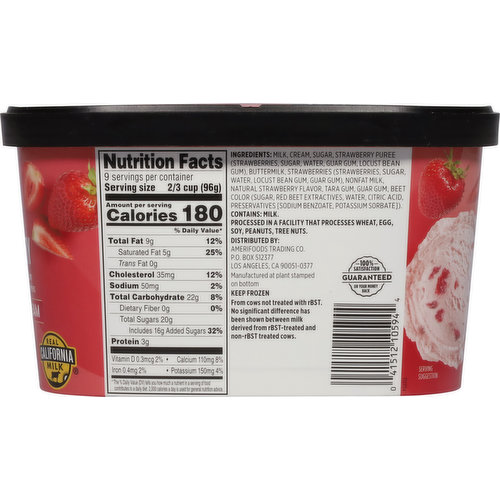 First Street Ice Cream, Premium, Strawberry