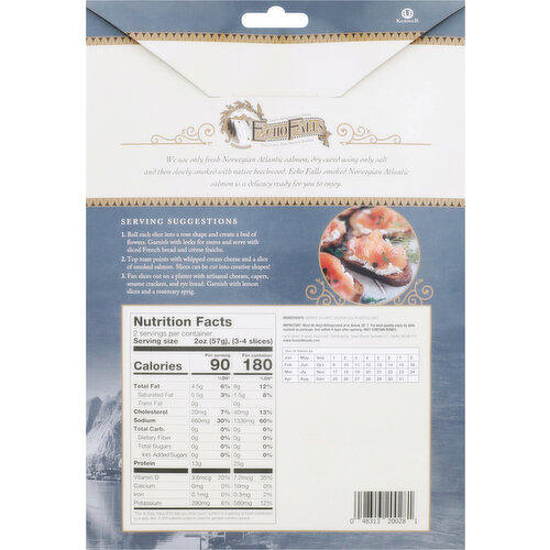 Echo Falls Salmon, Atlantic, Norwegian, Smoked, Traditional
