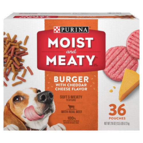 Moist & Meaty Dog Food, Burger with Cheddar Cheese Flavor