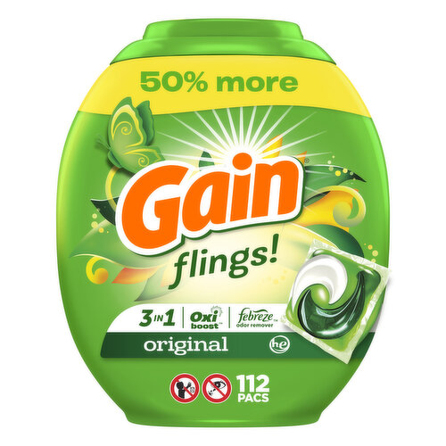 Gain flings Laundry Detergent Pacs, 112 Count, Original Scent