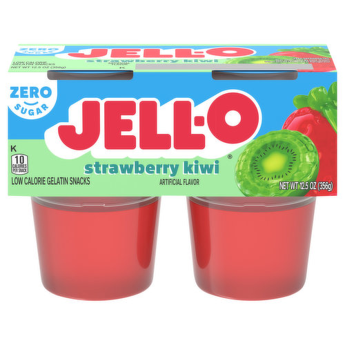 Jell-O Gelatin Snacks, Low Calorie, Zero Sugar, Strawberry Kiwi