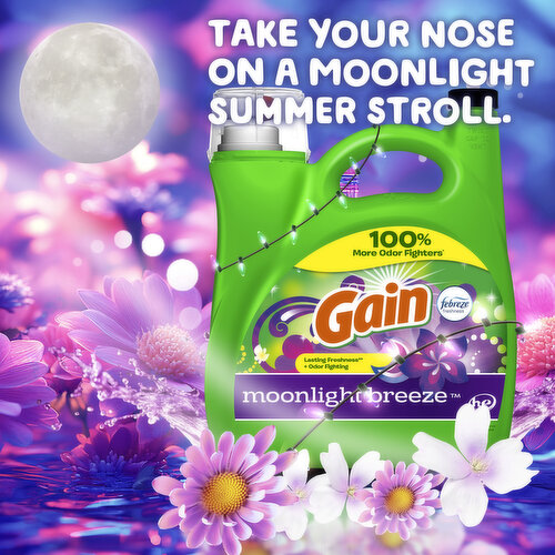 Gain Liquid Laundry Detergent, Moonlight Breeze Scent, 100 loads