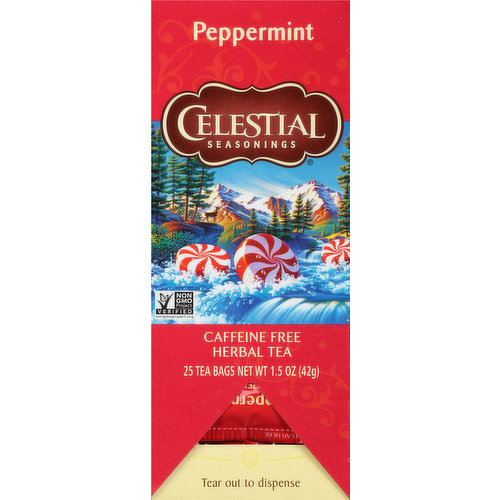 Celestial Seasonings Herbal Tea, Caffeine Free, Peppermint, Tea Bags