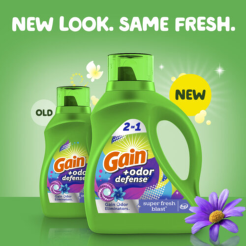 Gain Odor Defense Liquid Laundry Detergent, Super Fresh Blast Scent, 100 loads