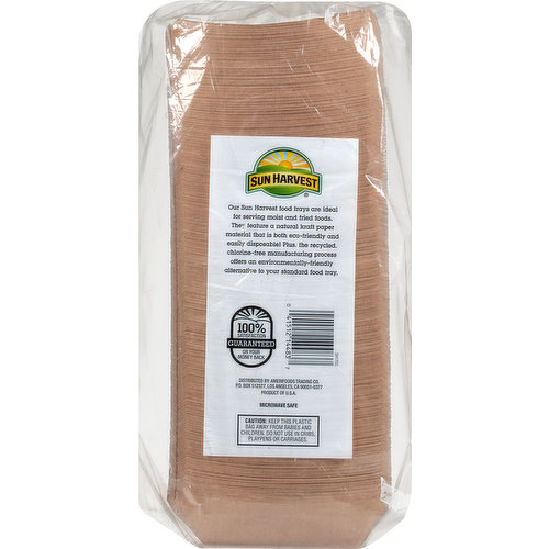 Sun Harvest Paper Food Trays, Uncoated, 1 Pound