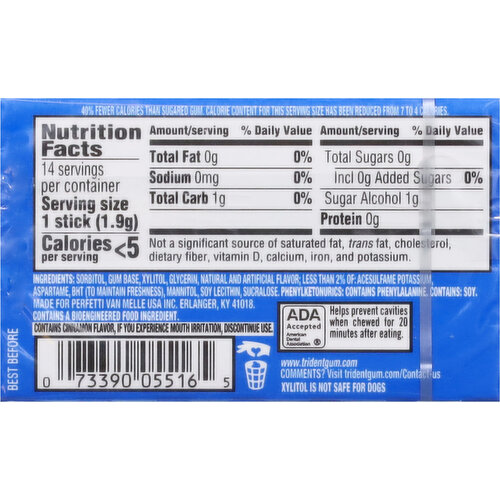 Trident Gum, Sugar Free, Original Flavor