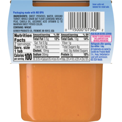 Gerber Sitter 2nd Foods Nourishing Blends Sweet Potato Turkey with Oats