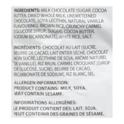 Lieber's Rice Cakes, Milk Chocolate, Brittle Topped