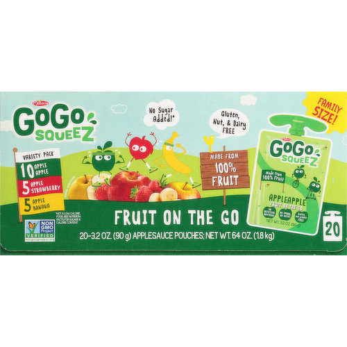 GoGo Squeez Applesauce, Fruit on the Go, Variety Pack, Family Size