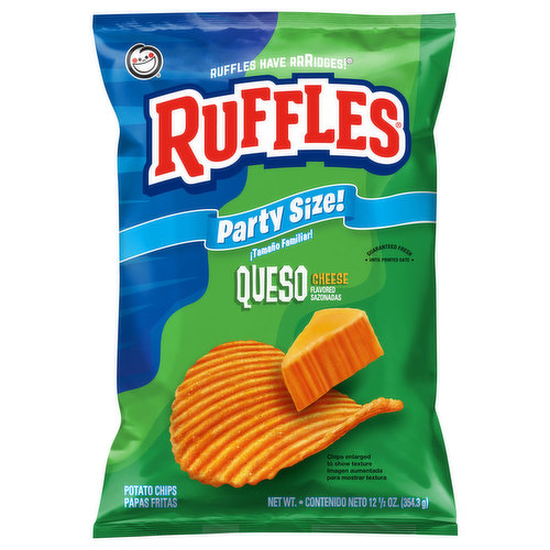 Ruffles Potato Chips, Queso Cheese Flavored, Party Size!