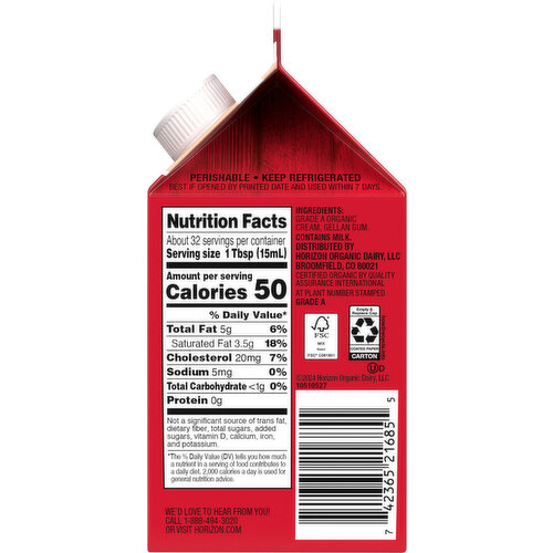 Horizon Organic Whipping Cream, Heavy