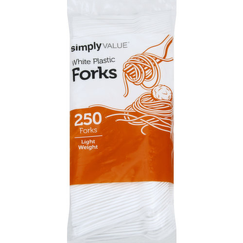 Simply Value Forks, White, Plastic, Light Weight