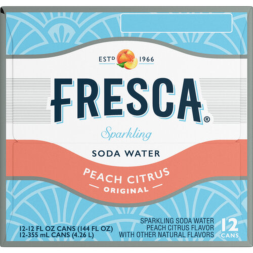 Fresca  Peach Soda Sparkling Flavored Soda Pop Soft Drink Zero Calorie And Sugar Free
