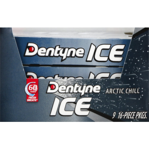 Dentyne Ice Gum, Sugar Free, Arctic Chill, 9 Pack