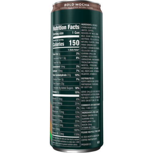 Starbucks 165 mg Caffeine Bold Mocha Energy Coffee Beverage
