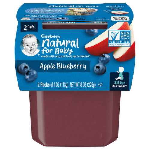 Gerber Apple Blueberry, Sitter 2nd Foods, 2 Pack