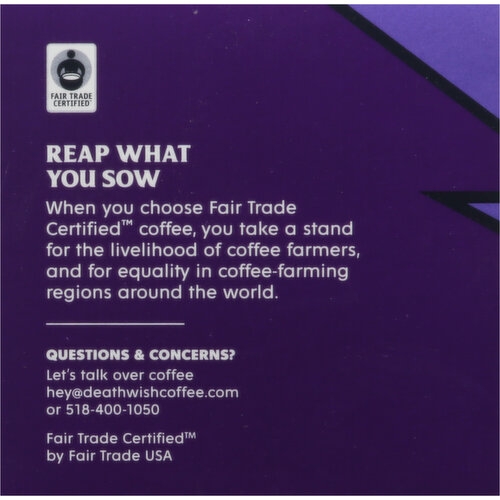 Death Wish Coffee Co Coffee, Dark, Espresso Roast, Single-Serve Pods