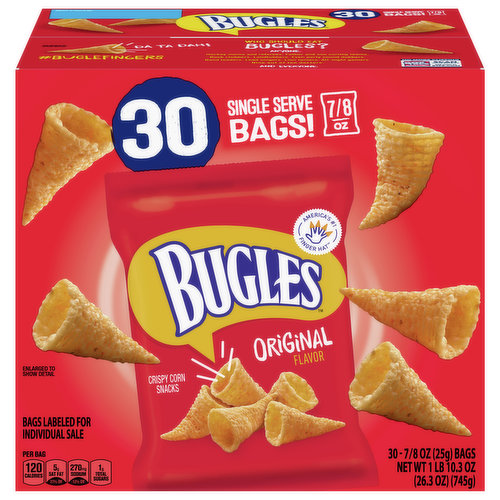 Bugles Corn Snacks, Original Flavor, Crispy